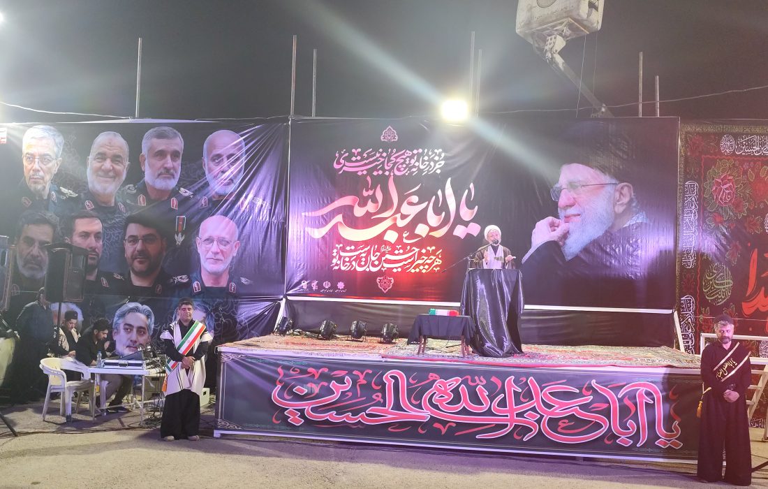 برگزاری آیین شب شام غریبان دشت کربلا بر بلندای تپه شهدای گمنام مسجدسلیمان